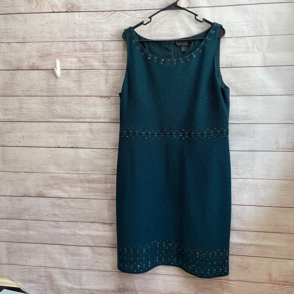 ST JOHN KNEE-LENGTH SHEATH DRESS IN DEEP TEAL